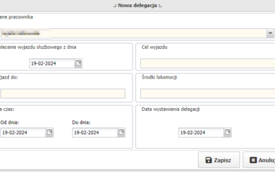 Podgląd wystawiania nowej delegacji Podgląd wystawiania nowej delegacji