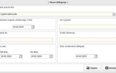 Podgląd wystawiania nowej delegacji Podgląd wystawiania nowej delegacji