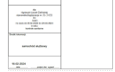 Podgląd polecenia wyjazdu służbowego generowanego przez program Podgląd polecenia wyjazdu służbowego generowanego przez program