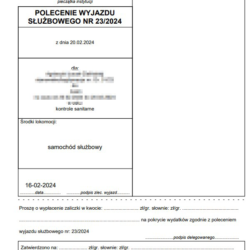 Podgląd polecenia wyjazdu służbowego generowanego przez program Podgląd polecenia wyjazdu służbowego generowanego przez program