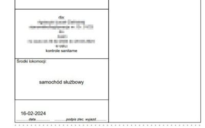 Podgląd polecenia wyjazdu służbowego generowanego przez program Podgląd polecenia wyjazdu służbowego generowanego przez program