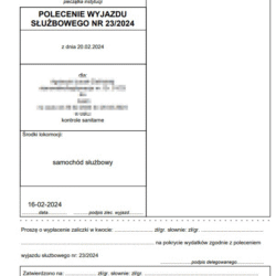 Podgląd polecenia wyjazdu służbowego generowanego przez program Podgląd polecenia wyjazdu służbowego generowanego przez program