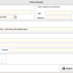 Podgląd okienka nowej decyzji w programie Podgląd okienka nowej decyzji w programie