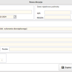 Podgląd okienka nowej decyzji w programie Podgląd okienka nowej decyzji w programie