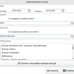 Podgląd okienka wydruku nowej decyzji w programie Podgląd okienka wydruku nowej decyzji w programie