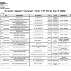 Podgląd zestawienia decyzji w określonym czasie Podgląd zestawienia decyzji w określonym czasie